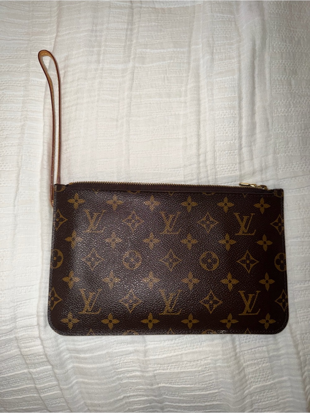 Louis Vuitton Brown Monogram Wristlet Pouch with Tan Strap - Picture 2 of 10